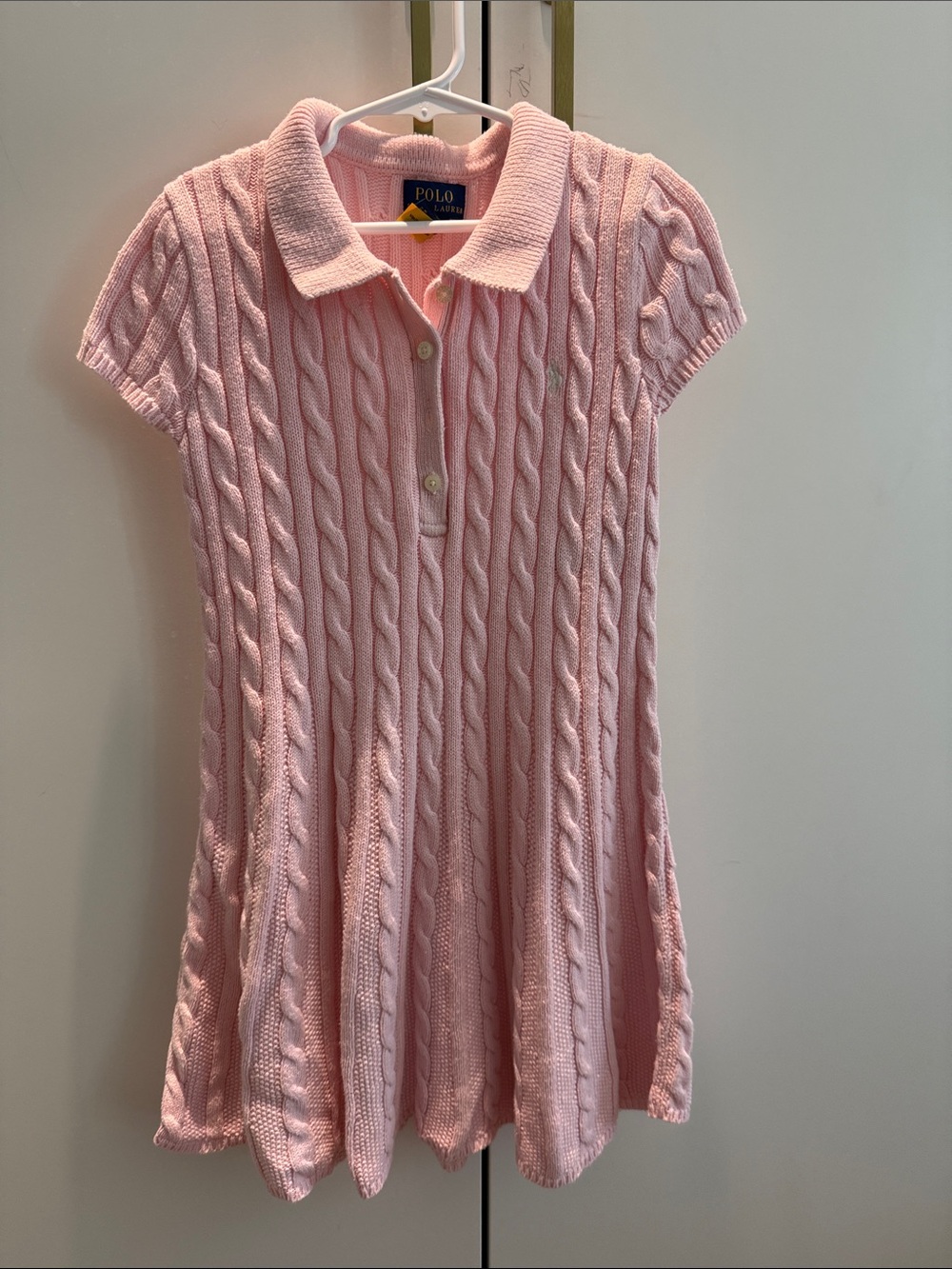 Polo by Ralph Lauren Light Pink Cable-Knit Polo Dress